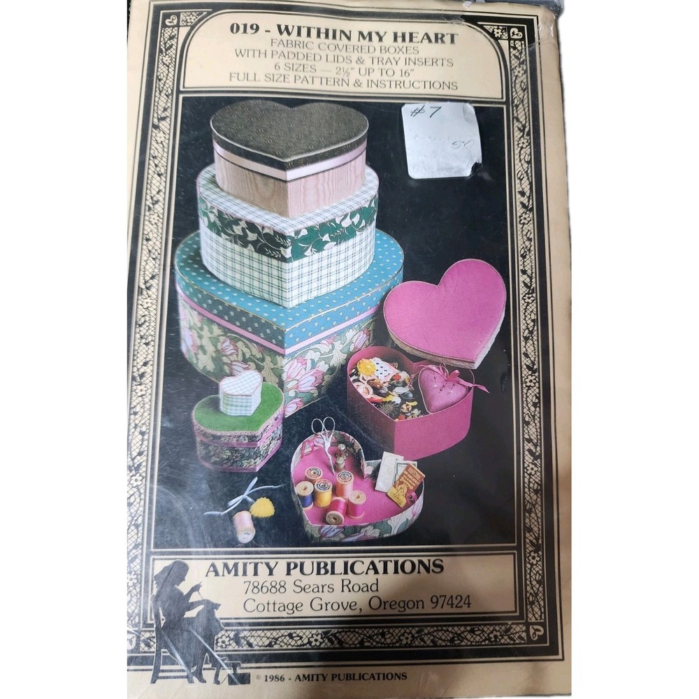 Fabric Covered Boxes Patterns 6 Sizes w/ Padded Lids & Tray Inserts 1986 Unused
